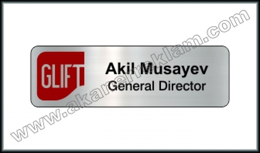Parlak Gümüş Metal Yaka İsimliği - 40