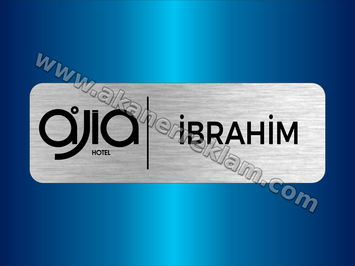 Fırçalı Gümüş Metal Yaka İsimliği (Soldan Logolu)