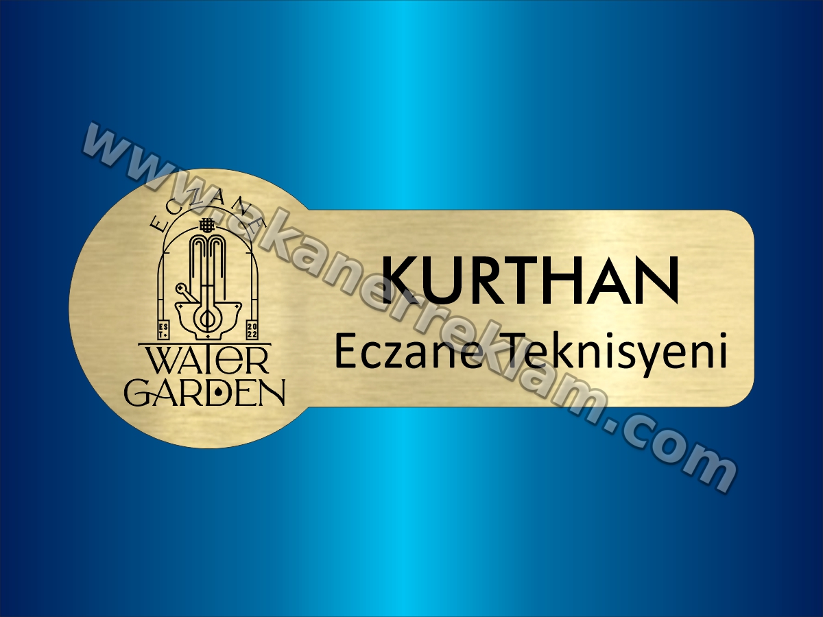 Fırçalı Altın Eczane Yaka İsimliği (Eczane Teknisyeni Kartı)