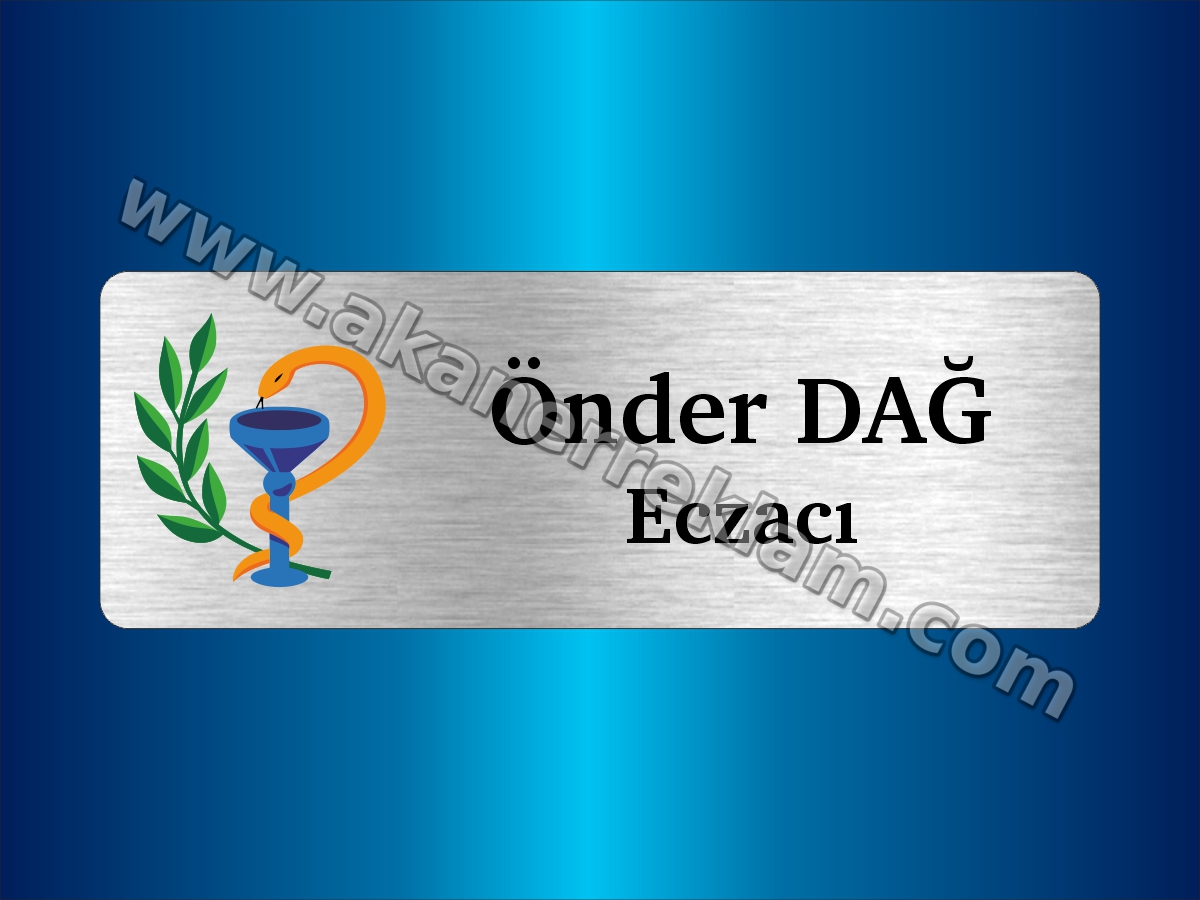 Fırçalı Gümüş Eczane Yaka İsimliği (Sembol Logolu Eczacı Kartı)