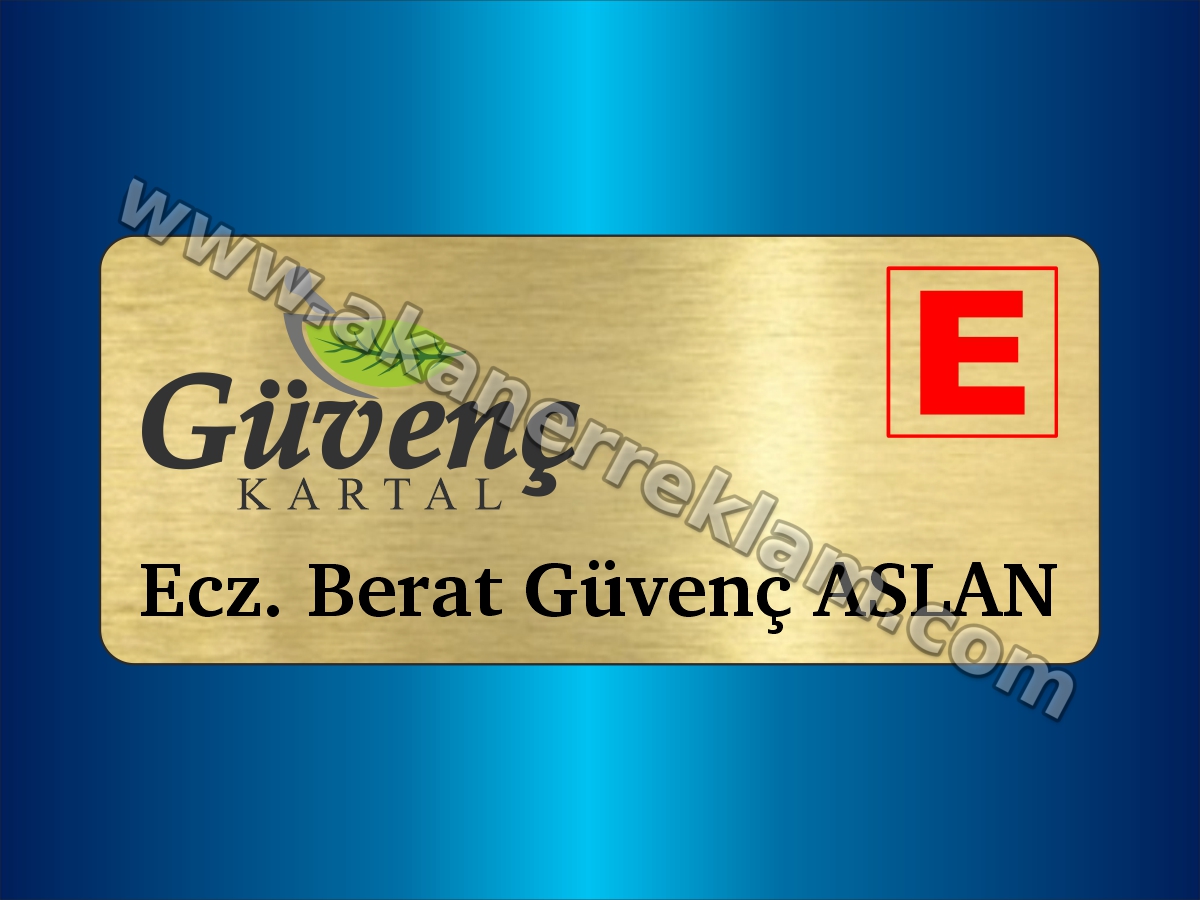 Eczane Logolu Fırçalı Altın Yaka İsimliği (Eczacı Kartı)