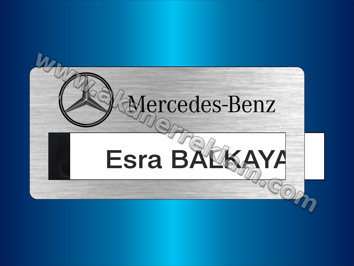Fırçalı Gümüş Pencereli Metal Yaka İsimliği (İsim Değiştirilebilir)