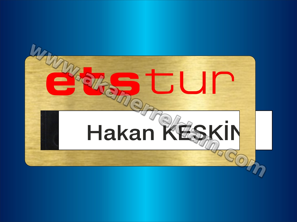 Fırçalı Altın Pencereli Metal Yaka İsimliği (İsim Değiştirilebilir)