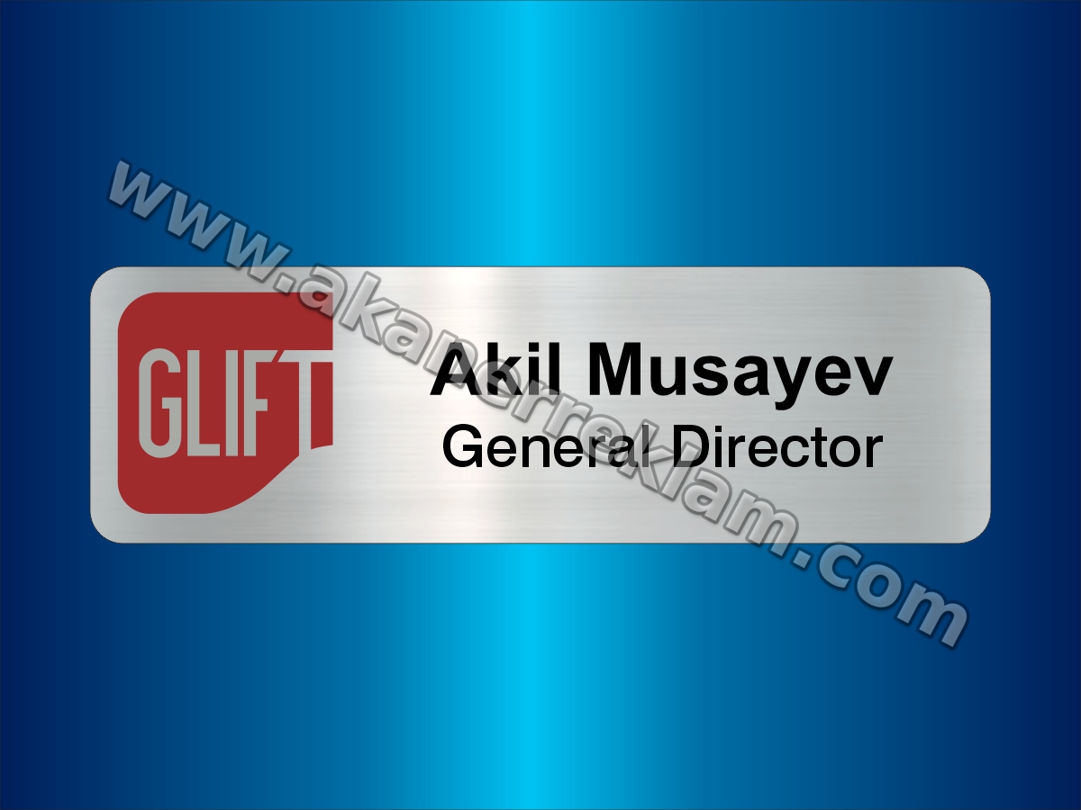 Parlak Gümüş Metal Yaka İsimliği (Soldan Renkli Logolu)