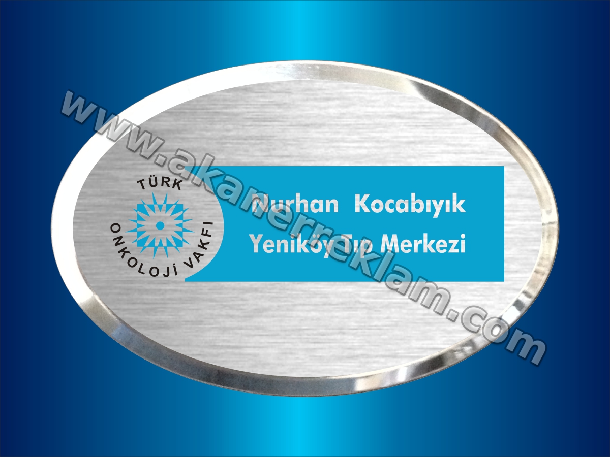 Oval Pahlı Gümüş Çerçeveli Yaka İsimliği