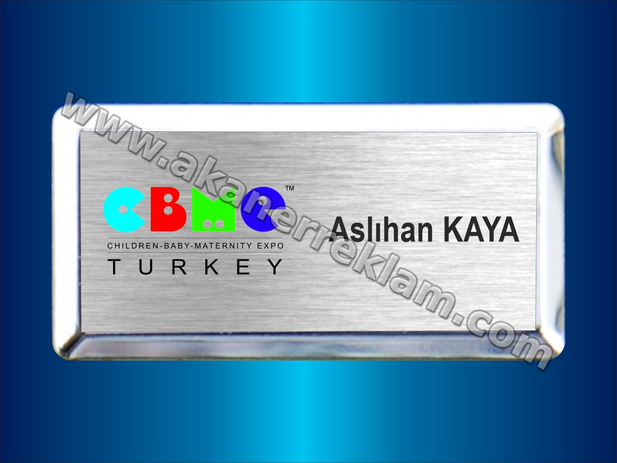 Dikdörtgen Pahlı Gümüş Çerçeveli Yaka İsimliği